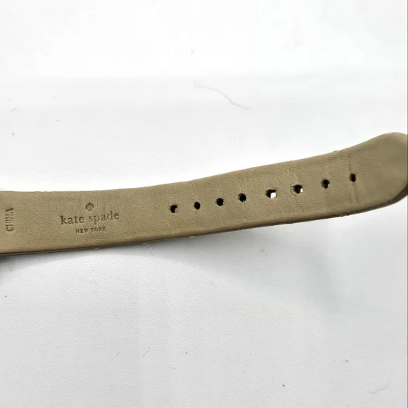 KATE SPADE Genuine Leather Watch Silver Metal Framed Face Taupe Leather - Picture 7 of 9